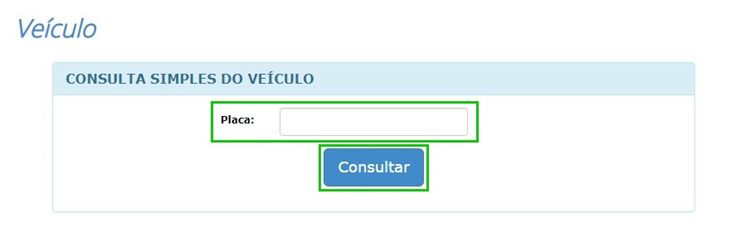 Área de consulta simples do veículo