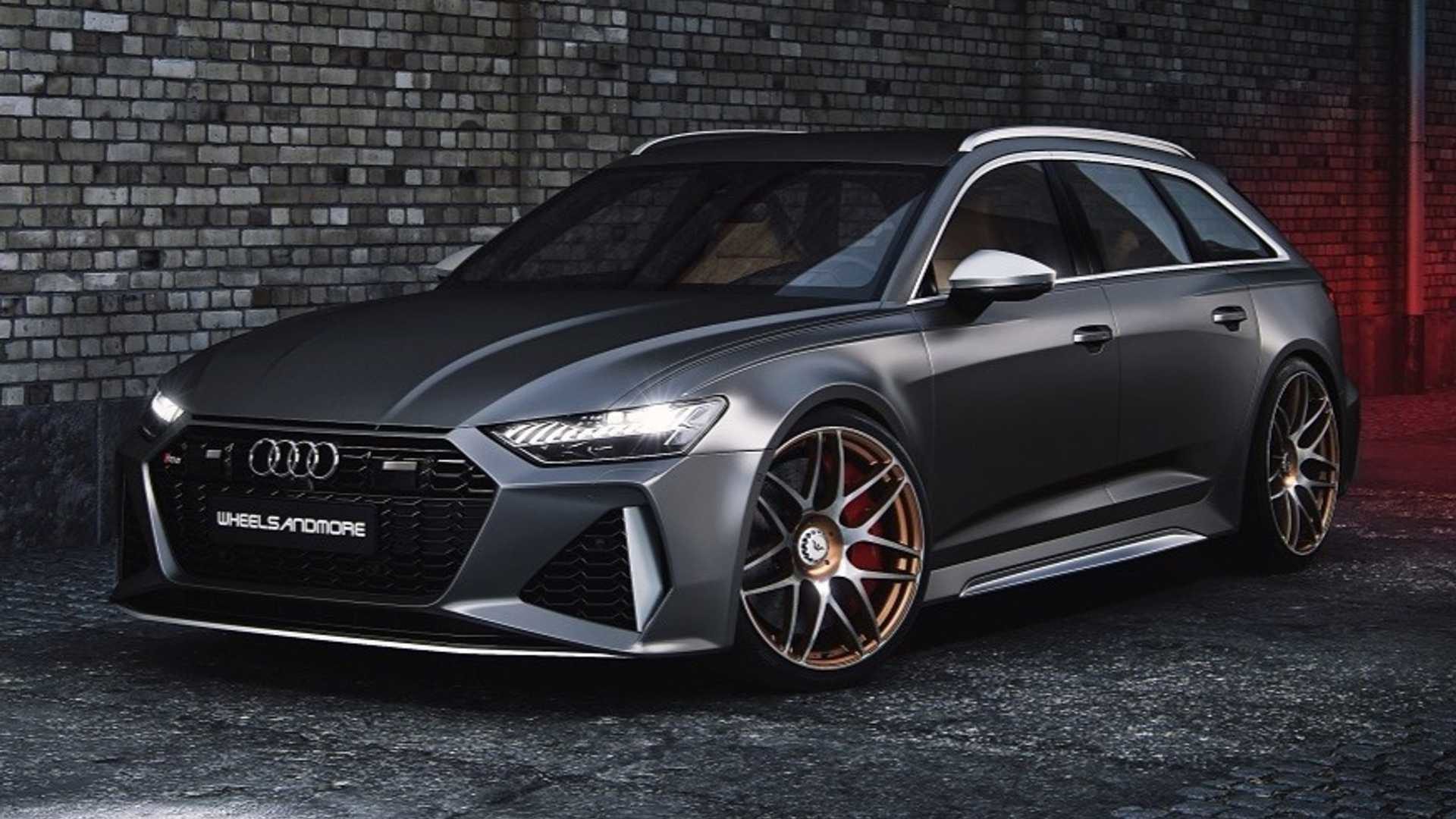 Foto de uma Audi RS6 Avanti cinza.