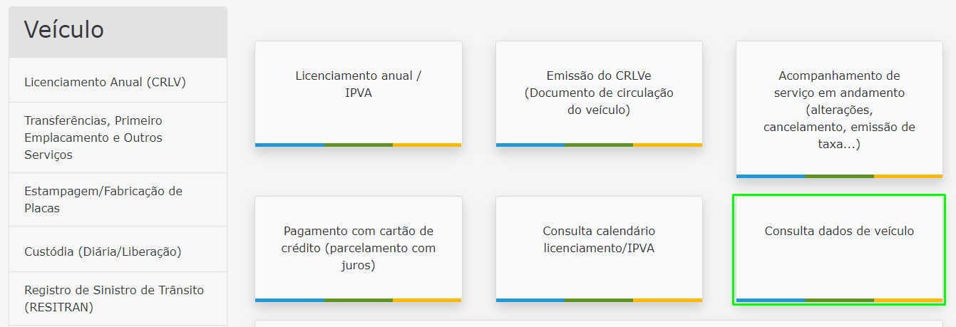 Tela do Detran Sergipe destacando a consulta de dados de veículo.